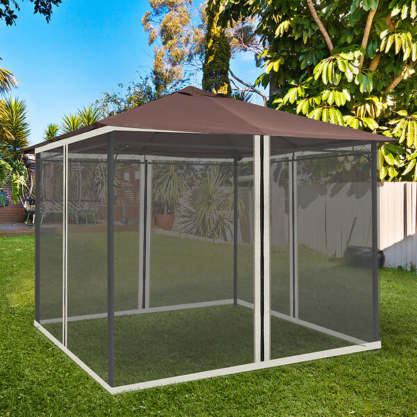 OUTSUNNY - Moustiquaires pour tonnelle barnum pavillon de jardin 3 x 3 m - lot de 4 moustiquaires zippées + crochets d'attaches - polyester nylon - large