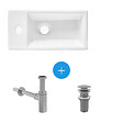 SWISS AQUA TECHNOLOGIES - Ensemble lave-mains suspendu avec trou pour robinetterie 40.5x20.5, Bonde clic-clac Siphon SATBRE4020SL-SET - vignette