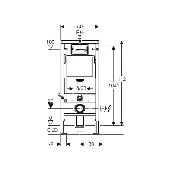 GEBERIT - Geberit Pack bâti support DuofixBasic + WC suspendu sans bride + plaque Geberit DELTA50 chrome mat (PorcherGeb2) - large