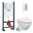 GROHE - Pack WC Bâti autoportant Rapid SL + WC sans bride Cersanit + Abattant softclose + Plaque chrome (ProjectDormo-2) - vignette