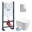 GROHE - Pack WC Bâti autoportant + WC Swiss Aqua Technologies Infinitio sans bride + Plaque chrome (ProjectInfinitio-2) - vignette