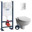 GROHE - Pack WC Bâti-autoportant Rapid SL + WC suspendu Vitra Normus + Abattant softclose + Plaque chrome (ProjectNormus-2) - vignette