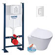 GROHE - Pack WC Bâti-support autoportant + WC suspendu sans bride SAT Infinitio + Abattant frein de chute + Plaque Blanc Alpin - vignette