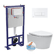 SWISS AQUA TECHNOLOGIES - Pack WC Bâti-support Autoportant + WC SAT sans bride fixations invisibles + Abattant softclose + Plaque - vignette
