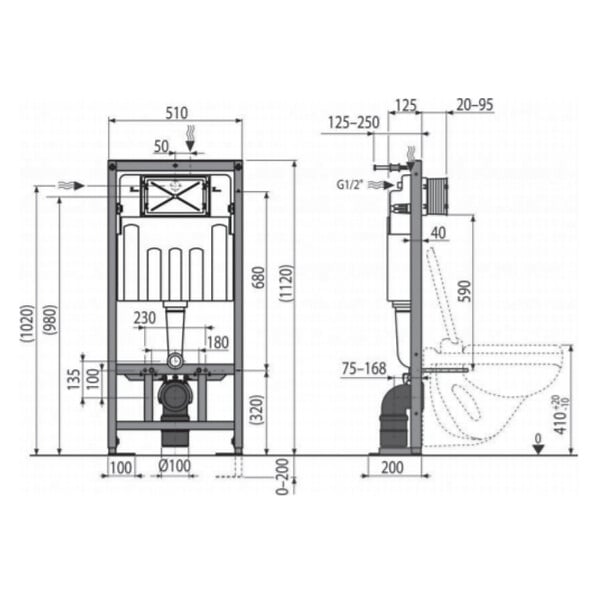 SWISS AQUA TECHNOLOGIES - Pack WC Bâti-support Autoportant + WC SAT sans bride fixations invisibles + Abattant softclose + Plaque - large