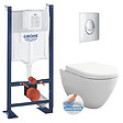 GROHE - Pack WC Bâti-support Rapid SL + WC sans bride Bello + Abattant softclose + Plaque Chrome (ProjectBello-2) - vignette
