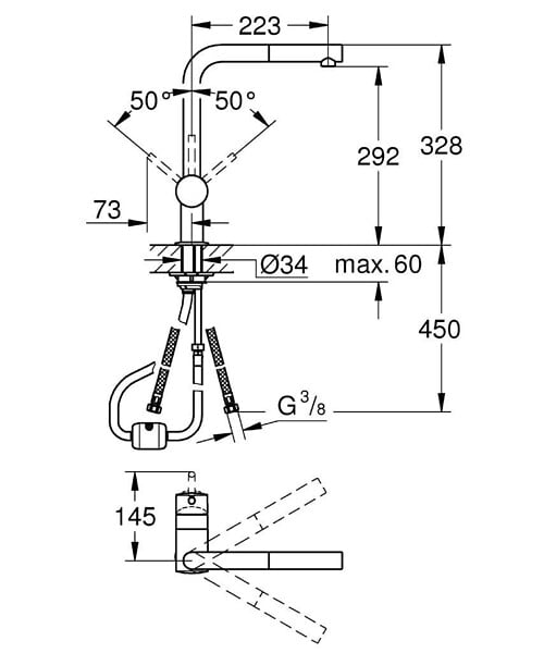 GROHE - Minta Mitigeur évier avec douchette SuperSteel (G-32168dc0) - large