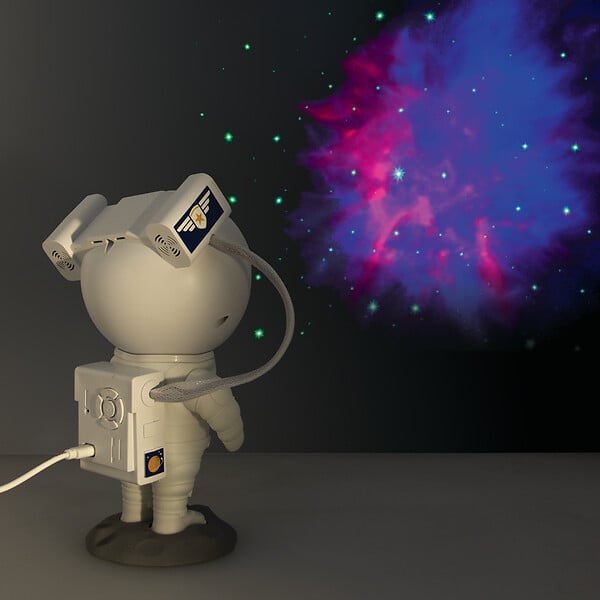 XANLITE - Veilleuse Laser Astronaute, projection ciel étoilé et nébuleuse, éclairage multiscène avec changement de couleurs, effet laser décoratif, usage intérieur chambre et ambiance nocturne - large