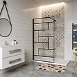 AICA SANITAIRE - Aica Paroi De Douche 80x200cm Paroi De Douche à L'italienne En 8mm Verre Anticalcaire Style Moderne avec barre de fixation extensible noire 73-120cm - vignette