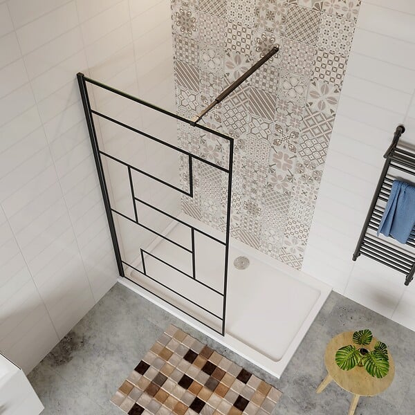 AICA SANITAIRE - Aica Paroi De Douche 80x200cm Paroi De Douche à L'italienne En 8mm Verre Anticalcaire Style Moderne avec barre de fixation extensible noire 73-120cm - large