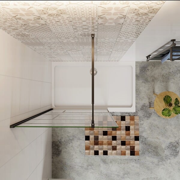 AICA SANITAIRE - Aica Paroi De Douche 80x200cm Paroi De Douche à L'italienne En 8mm Verre Anticalcaire Style Moderne avec barre de fixation extensible noire 73-120cm - large