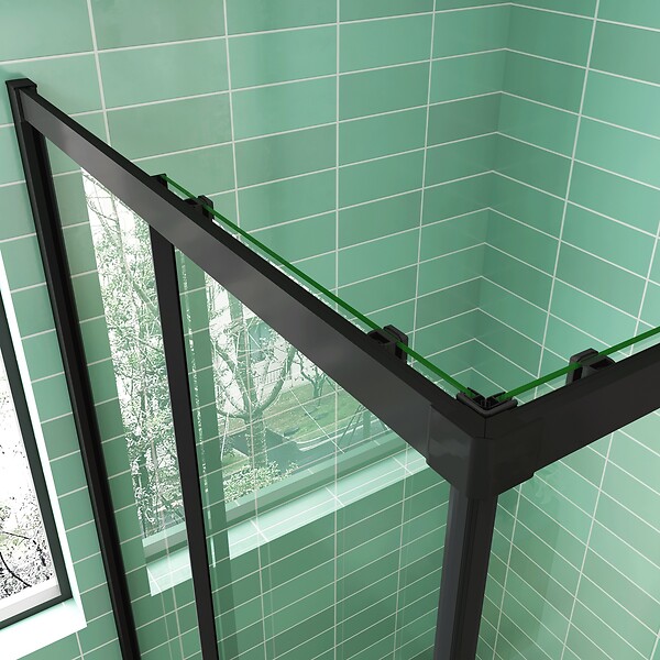 AICA SANITAIRE - AICA cabine de douche 80x80x200cm cabine de douche coulissante en verre anticalcaire et le modèle noir mat Hauteur 200cm - large