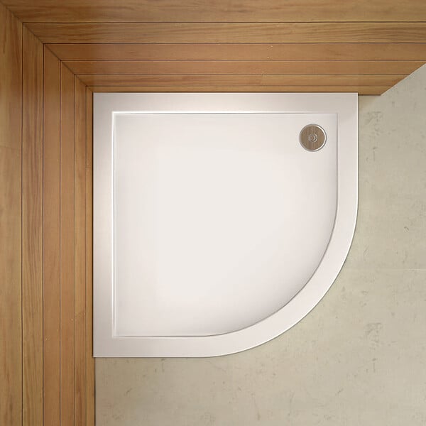 AICA SANITAIRE - AICA receveur de douche blanc 90x90x3cm 1/4 de cercle, extra-plat, gel coat, bac à douche anti-dérapant avec la bonde de receveur et le siphon 90cm - large