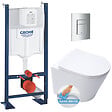 GROHE - Pack WC Bâti autoportant + WC blanc mat sans bride Infinitio + Abattant frein de chute + Plaque chrome, ProjectInfinitioMat-1 - vignette