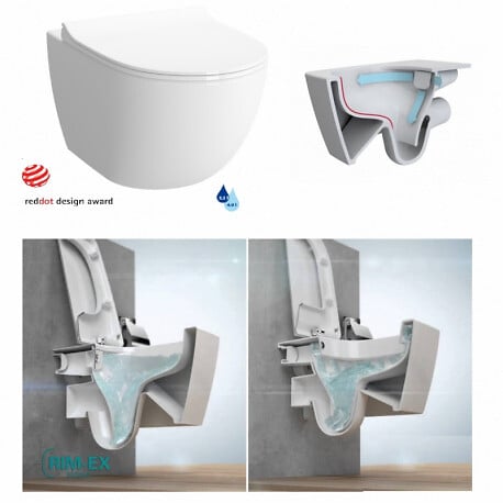 GROHE - Pack Cuvette Compacte SENTO RIM-EX sans bride + Rapid SL autoportant NF + plaque Skate Air blanc ProjectSentoRimlessCOMPACT-3 - large