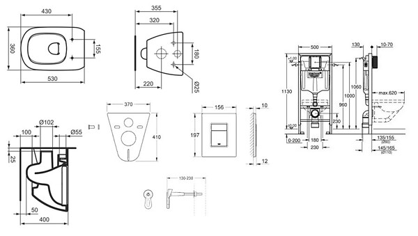 GROHE - Pack WC Rapid SL GROHE + Cuvette Ideal Standard Tesi Aquablade rimless + Plaque de commande Grohe Skate Chrome - large