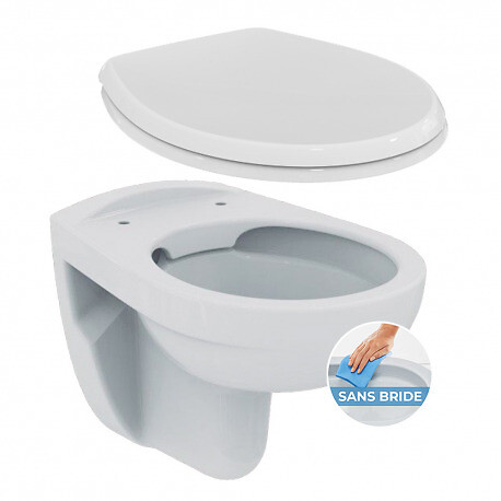 GROHE - Pack WC Rapid SL + cuvette suspendue sans bride Porcher + plaque Grohe Skate Cosmopolitan chrome (RapidSL-PorcherRimless) - large