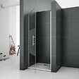 AICA SANITAIRE - AICA porte de douche pivotante 70x185cm en niche en verre bande central dépoli anticalcaire Installation à Gauche - vignette