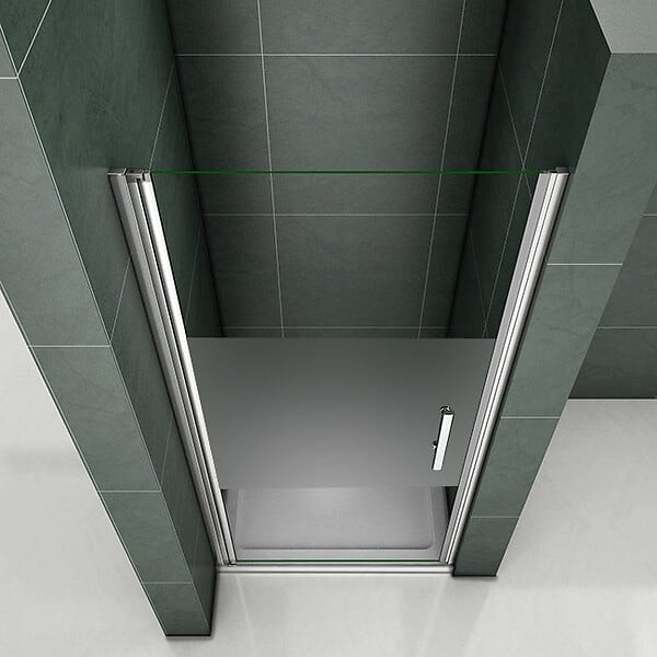AICA SANITAIRE - AICA porte de douche pivotante 70x185cm en niche en verre bande central dépoli anticalcaire Installation à Gauche - large