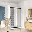 AICA SANITAIRE - AICA porte de douche noire 110x195cm porte de douche avec l'amortisseur porte de douche coulissante en 8mm verre anticalcaire - vignette