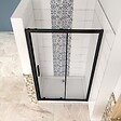 AICA SANITAIRE - AICA porte de douche noire 110x195cm porte de douche avec l'amortisseur porte de douche coulissante en 8mm verre anticalcaire - vignette