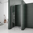 AICA SANITAIRE - AICA porte de douche pivotante 90x185cm en niche en verre bande central dépoli anticalcaire Installation à Gauche - vignette
