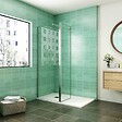 AICA SANITAIRE - AICA paroi de douche 60x200cm avec retour pivotant 50x200cm en 8mm verre securit, paroi de douche à l'italienne avec une barre de fixation 73-120cm - vignette