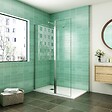 AICA SANITAIRE - AICA paroi de douche 60x200cm avec retour pivotant 50x200cm en 8mm verre securit, paroi de douche à l'italienne avec une barre de fixation 73-120cm - vignette