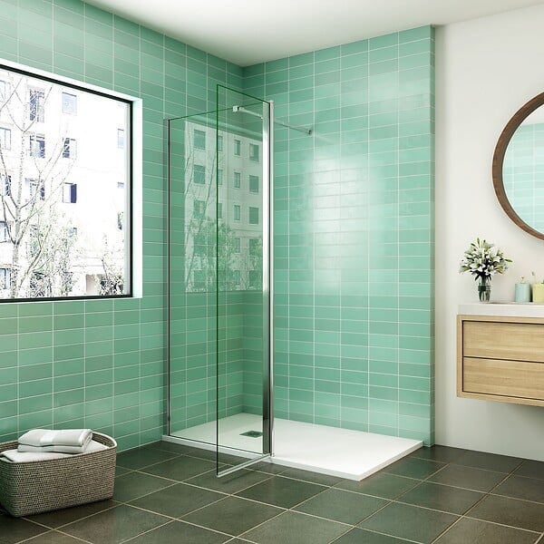 AICA SANITAIRE - AICA paroi de douche 60x200cm avec retour pivotant 50x200cm en 8mm verre securit, paroi de douche à l'italienne avec une barre de fixation 73-120cm - large