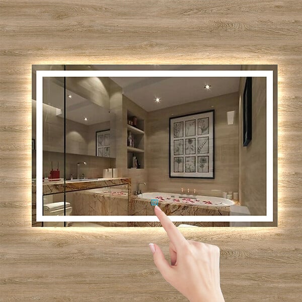 AICA SANITAIRE - Aica sanitaire Miroir de salle de bain lumineux LED avec anti-buée et interrupteur tactile intégré 150x70cm - large