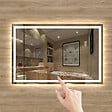 AICA SANITAIRE - Aica sanitaire Miroir de salle de bain lumineux LED avec anti-buée et interrupteur tactile intégré 150x70cm - vignette