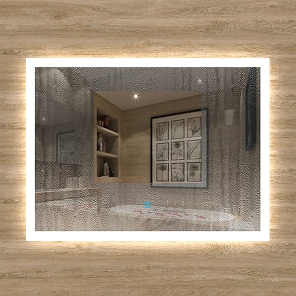 AICA SANITAIRE - Aica sanitaire 100x60cm Miroir de salle de bain lumineux LED avec anti-buée et interrupteur tactile intégré - large