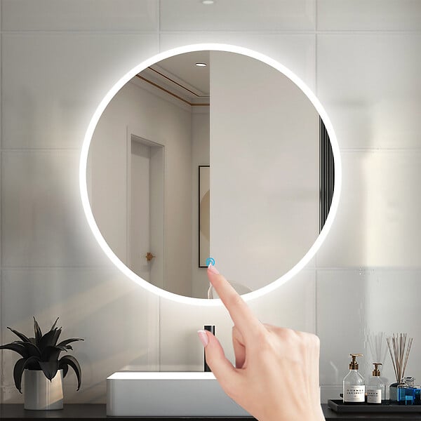 AICA SANITAIRE - AICA Miroir rond LED tactile anti-buée salle de bain suspendu vertical 70x70cm - large
