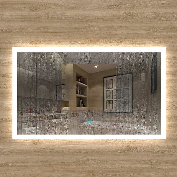AICA SANITAIRE - Aica sanitaire Miroir de salle de bain lumineux LED avec anti-buée et interrupteur tactile intégré 60x50cm - large