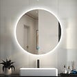 AICA SANITAIRE - AICA Miroir rond LED tactile anti-buée salle de bain suspendu vertical 80x80cm - vignette