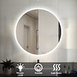 AICA SANITAIRE - AICA Miroir rond LED tactile anti-buée salle de bain suspendu vertical 80x80cm - vignette