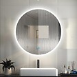 AICA SANITAIRE - AICA Miroir rond LED tactile anti-buée salle de bain suspendu vertical 80x80cm - vignette