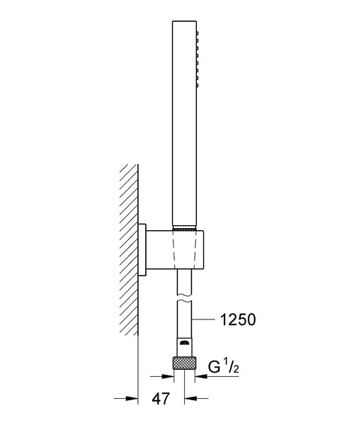GROHE - Set bain/douche Mitigeur thermostatique Grohtherm 2000 + Stick de douche mural 1 jet, Chrome (34174001-CUBESTICK) - large