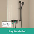HANSGROHE - Vernis Blend Set de douche avec mitigeur + Douchette à main 2 jets + Barre de douche 65 cm, Noir mat (71640670-Vernis) - vignette