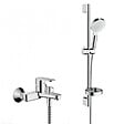 HANSGROHE - Hansgrohe Crometta Set mitigeur bain/douche + Barre 65cm + Douchette 2 jets + Flexible, Chrome (71440000-Crometta2) - vignette