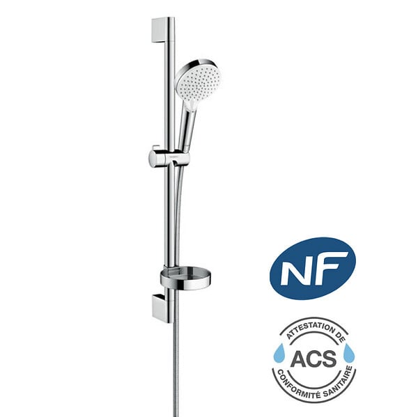 HANSGROHE - Ecostat 1001 CL Pack Mitigeur Thermostatique bain/douche + Set de douche Crometta Vario avec porte-savon (13201000-Crometta2) - large