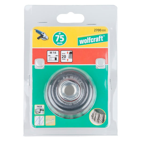 WOLFCRAFT - 1 Brosse mét. souc.tors. M14 D75mm - large