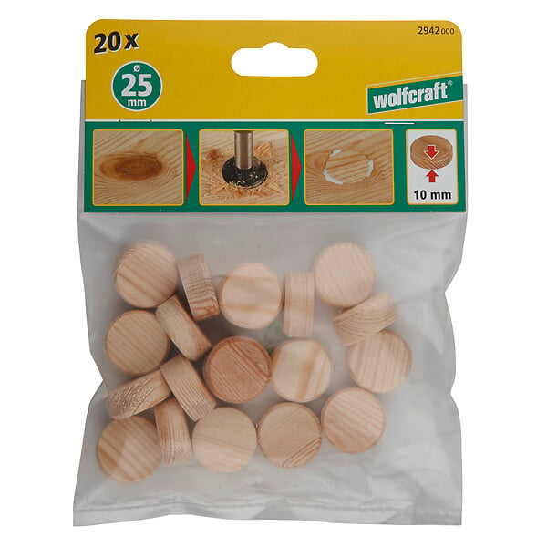 WOLFCRAFT - 20 Bouchons coniques D25mm - large