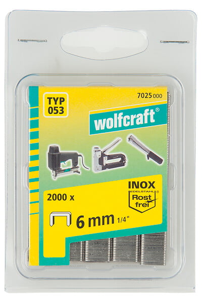 WOLFCRAFT - 2000 agrafes Typ053 6mm Inox - large