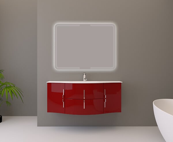 BADENHAUS - Meuble sous-vasque Sting - Rouge brillant - 69cm - large