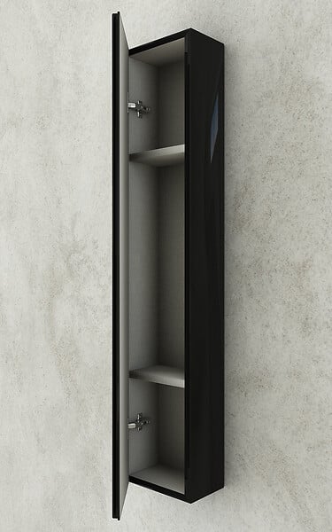 BADENHAUS - Petite armoire avec porte L20x12x100 noir brillant - large
