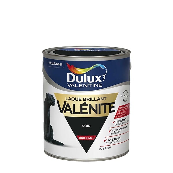 DULUX VALENTINE - Laque boiserie et métal - Noir - Rendu brillant - 2L - large