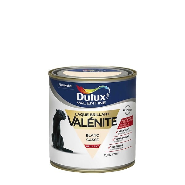 DULUX VALENTINE - Peinture Laque Valénite - Blanc Cassé - Brillant - 0,5L - large