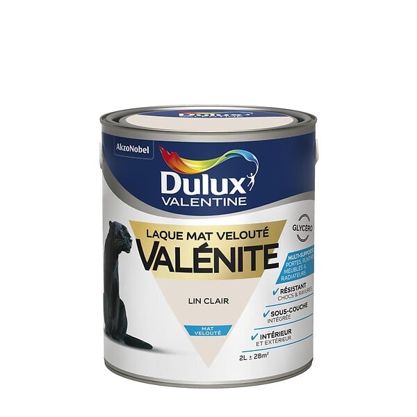 DULUX VALENTINE - Peinture laque Valenite - Lin clair - Mat - 2L - large