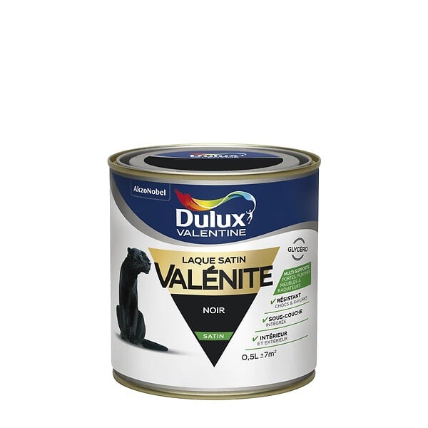 DULUX VALENTINE - Peinture Laque Valénite - Noir - Satin - 0,5L - large